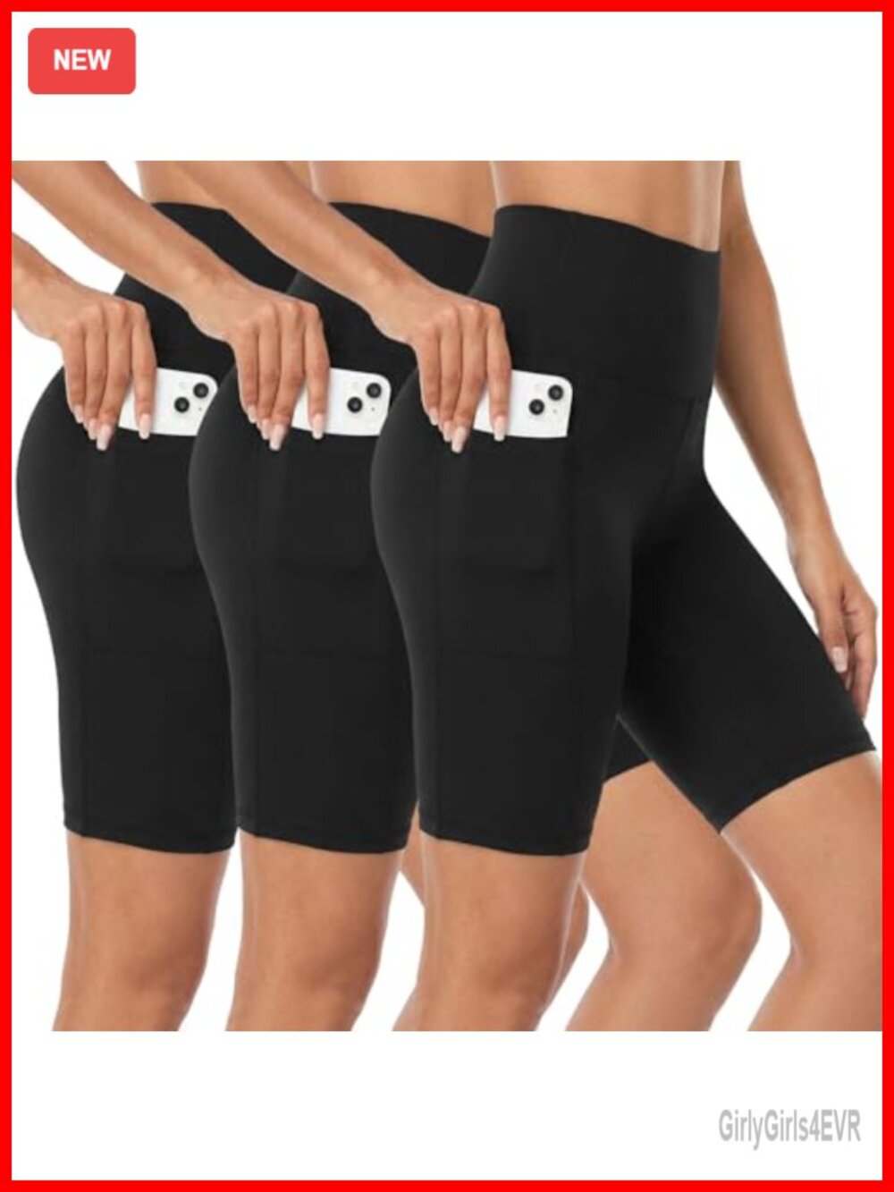 High Waisted Biker Shorts with Pockets Tummy Control Yoga Athletic